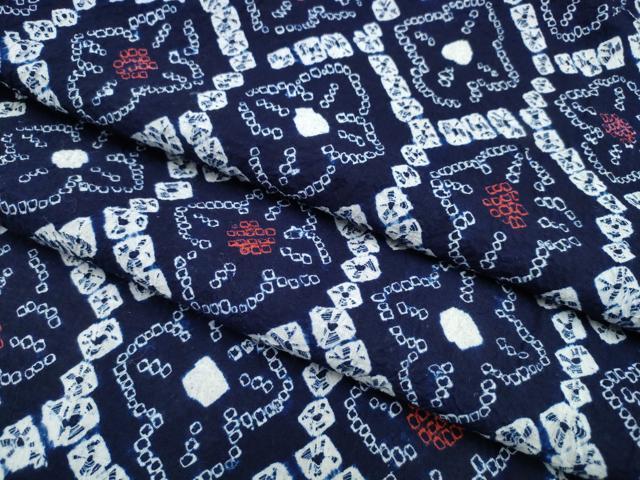 平和屋着物∴夏物 浴衣 有松鳴海絞り 亀甲花文 綿 逸品 未使用 CABJ0010ng