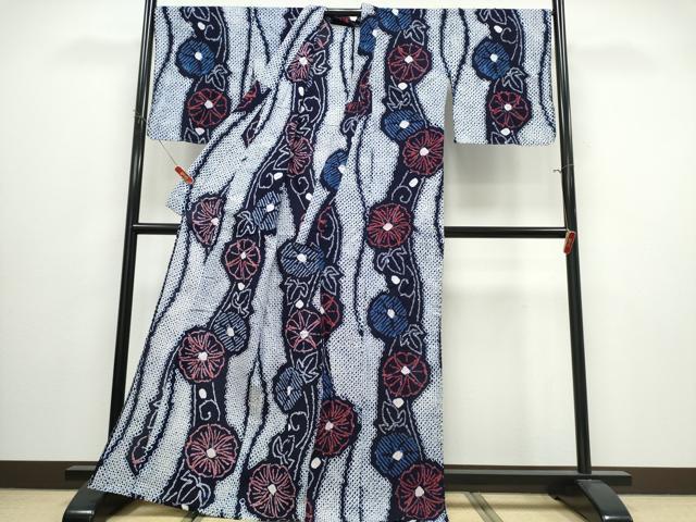 平和屋着物∴夏物 浴衣 有松鳴海絞り 朝顔 綿 逸品 CABJ0013ng