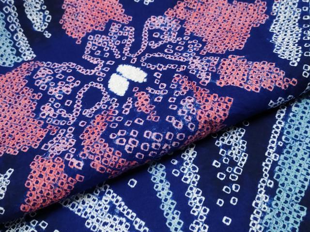 平和屋着物∴夏物 浴衣 有松鳴海絞り 草花文 綿 逸品 CABJ0016ng