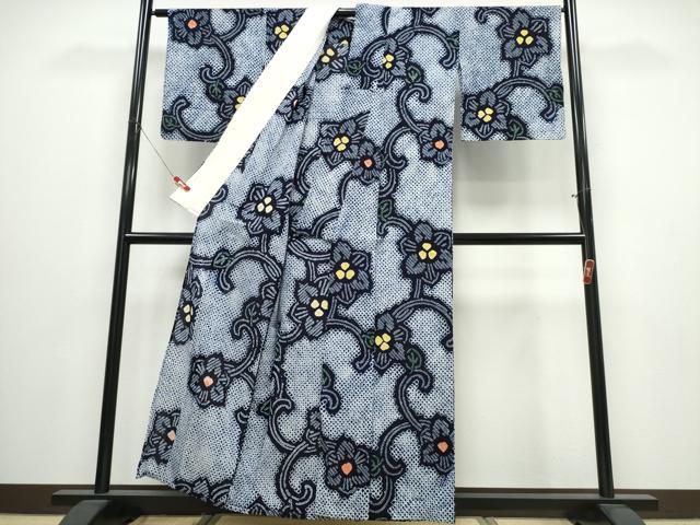 平和屋着物∴夏物 浴衣 有松鳴海絞り 花唐草文 綿 逸品 CABJ0017ng