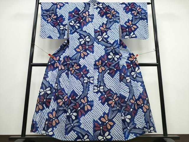 平和屋着物∴夏物 浴衣 有松鳴海絞り 蜻蛉流水文 綿 逸品 CABJ0018ng