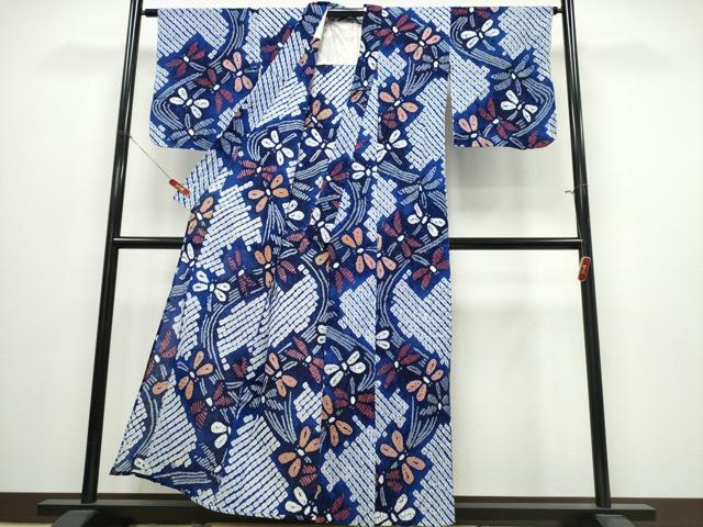 平和屋着物∴夏物 浴衣 有松鳴海絞り 蜻蛉流水文 綿 逸品 CABJ0018ng