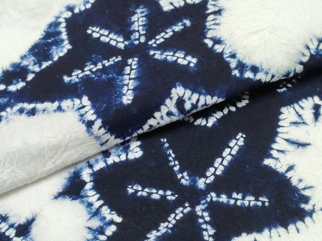 平和屋着物∴夏物 浴衣 有松鳴海絞り 舞葉文 綿 逸品 CABJ0023ng