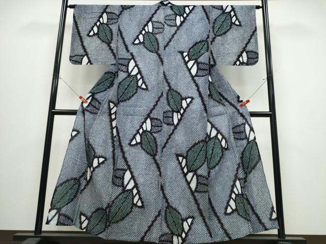 平和屋着物∴夏物 浴衣 有松鳴海絞り 枝葉文 綿 逸品 CABJ0024ng