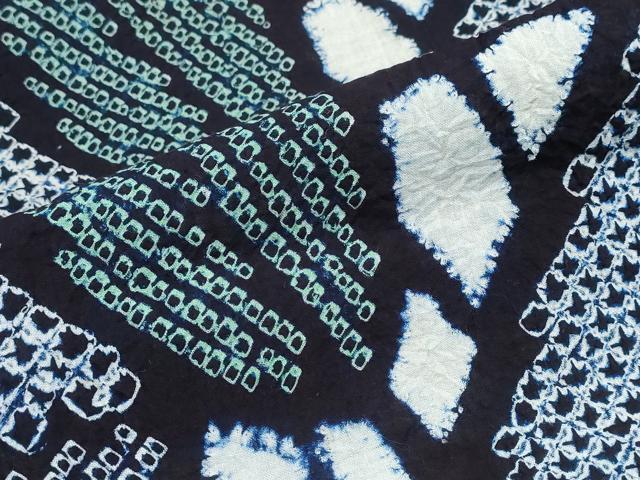 平和屋着物∴夏物 浴衣 有松鳴海絞り 枝葉文 綿 逸品 CABJ0024ng
