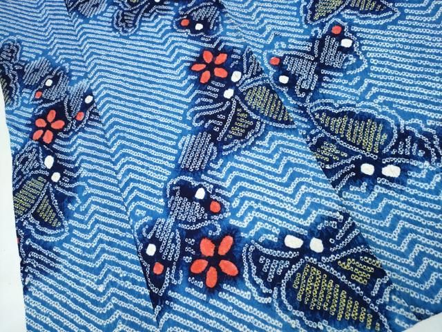 平和屋着物∴夏物 浴衣 有松鳴海絞り 舞蝶花文 綿 逸品 CABJ0025ng