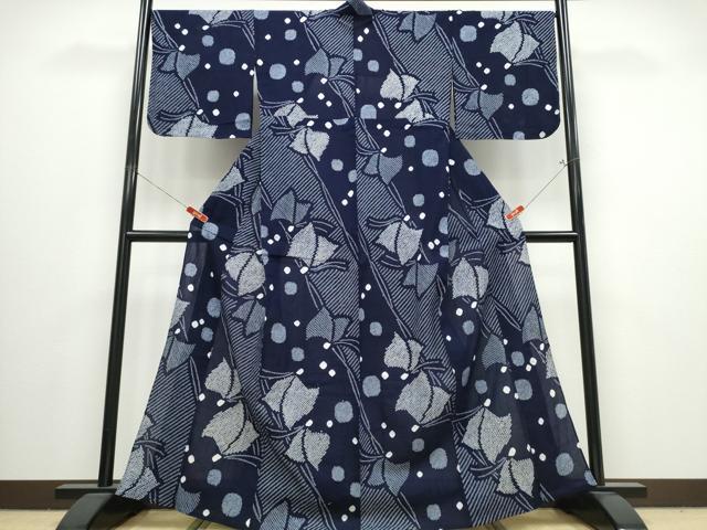 平和屋着物∴夏物 浴衣 有松鳴海絞り 舞蝶文 綿 逸品 未使用 CABJ0027ng