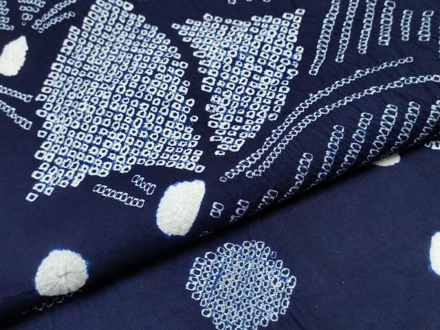 平和屋着物∴夏物 浴衣 有松鳴海絞り 舞蝶文 綿 逸品 未使用 CABJ0027ng