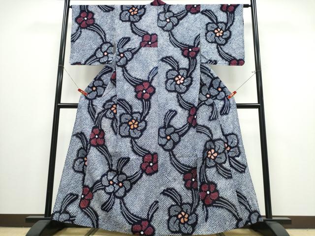 平和屋着物∴夏物 浴衣 有松鳴海絞り 舞花文 綿 逸品 CABJ0028ng