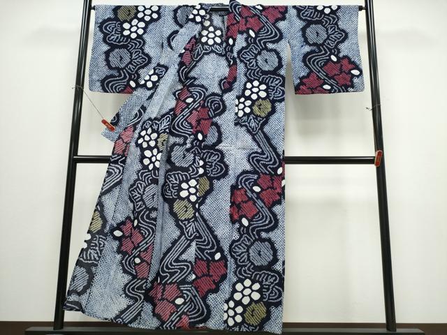 平和屋着物∴夏物 浴衣 有松鳴海絞り 流水菊文 綿 逸品 CABJ0033ng