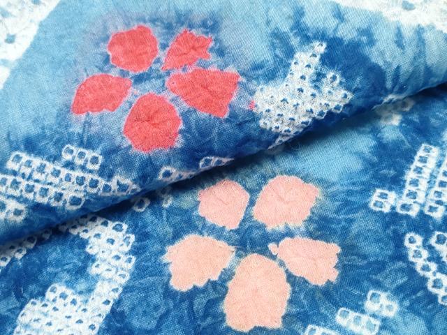 平和屋着物∴夏物 浴衣 有松鳴海絞り いろは歌流水花文 綿 逸品 CABJ0036ng