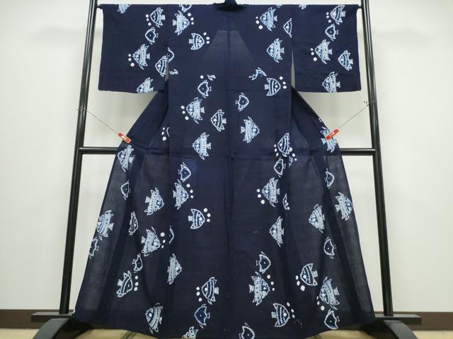 平和屋着物∴夏物 浴衣 有松鳴海絞り 熱帯魚 綿 逸品 CABJ0038ng