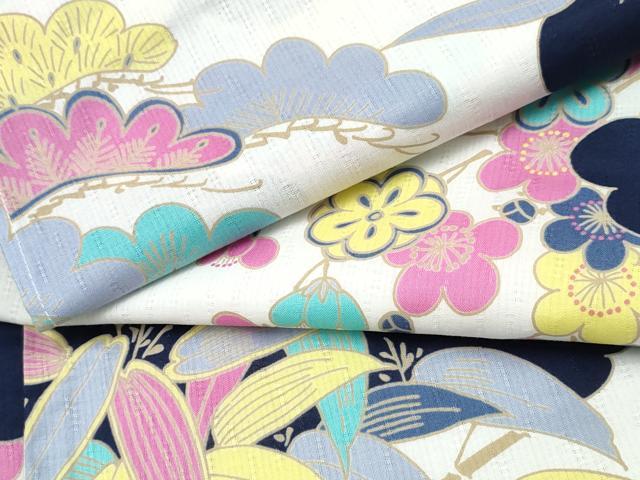 平和屋着物∴夏物 浴衣 松竹梅 綿 逸品 未使用 CABJ0044ng