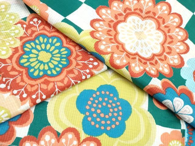 平和屋着物∴夏物 浴衣 綿紅梅 市松正倉院花文 綿 逸品 未使用 CABJ0047ng