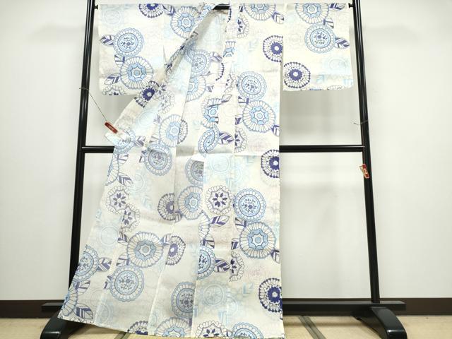 平和屋着物∴夏物 浴衣 綿紅梅 花丸文 綿 逸品 未使用 CABJ0050ng
