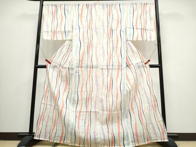 平和屋着物∴夏物 浴衣 綿紅梅 抽象文様 綿 逸品 未使用 CABJ0052ng