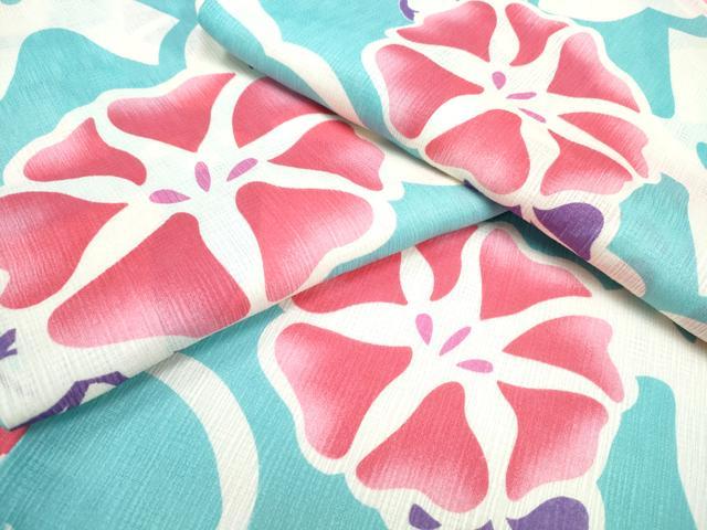 平和屋着物∴夏物 浴衣・小紋兼用 朝顔 綿麻 逸品 未使用 CABJ0058ng