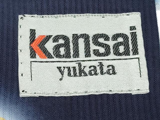 平和屋着物∴世界的ファッションデザイナー 山本寛斎 kansaiブランド 夏物 浴衣 朝顔 金彩 日本製 綿 逸品 CABJ0060ng