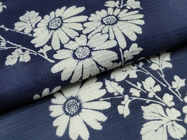 平和屋着物∴夏物 浴衣・小紋兼用 絹紅梅 手縫い 枝菊文 絹綿 逸品 CABJ0064ng