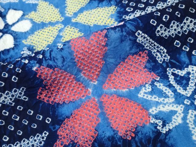 平和屋着物∴夏物 浴衣 有松鳴海絞り 横段舞花文 綿 逸品 CABJ0070ng