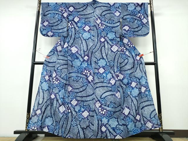 平和屋着物∴夏物 浴衣 有松鳴海絞り 枝花文 綿 逸品 CABJ0072ng
