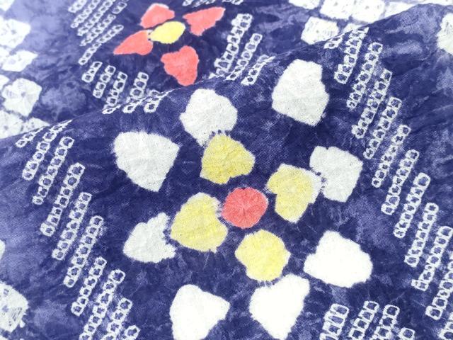 平和屋着物∴夏物 浴衣 有松鳴海絞り 短冊花文 綿 逸品 CABJ0078ng