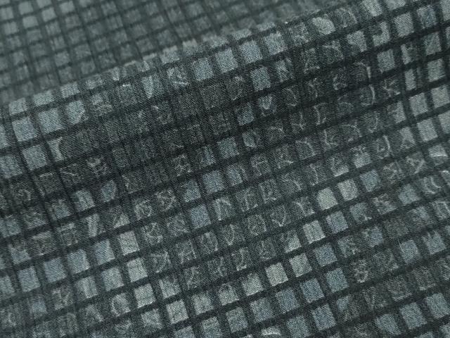 平和屋着物∴撫松庵 訪問着・浴衣兼用 吉祥丸文 黒地 綿 逸品 CABJ0089ng