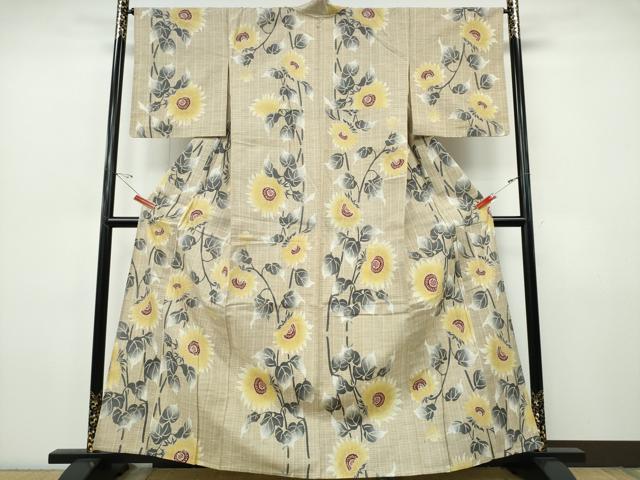 平和屋着物∴夏物 浴衣 注染 手縫い 向日葵 日本製 綿 逸品 CABJ0097ng