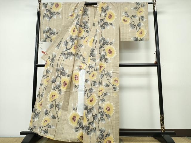 平和屋着物∴夏物 浴衣 注染 手縫い 向日葵 日本製 綿 逸品 CABJ0097ng