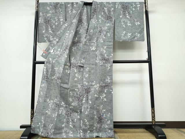 平和屋着物∴夏物 竺仙鑑製 浴衣 注染 手縫い 枝葉文 そごう扱い 綿 逸品 CABJ0098ng