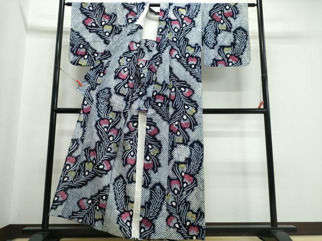 平和屋着物∴夏物 浴衣 有松鳴海絞り 孔雀羽文 綿 逸品 CABJ0107ng
