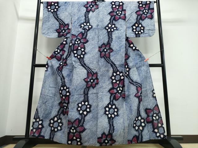 平和屋着物∴夏物 浴衣 有松鳴海絞り 枝花文 綿 逸品 CABJ0111ng