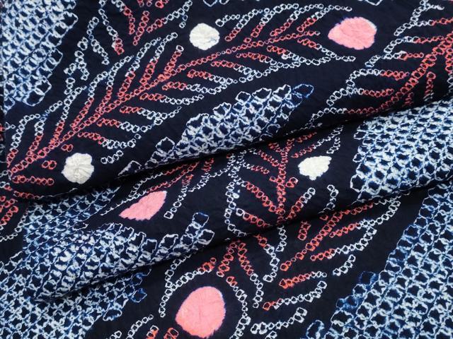 平和屋着物∴夏物 浴衣 有松鳴海絞り 孔雀羽文 綿 逸品 CABJ0115ng