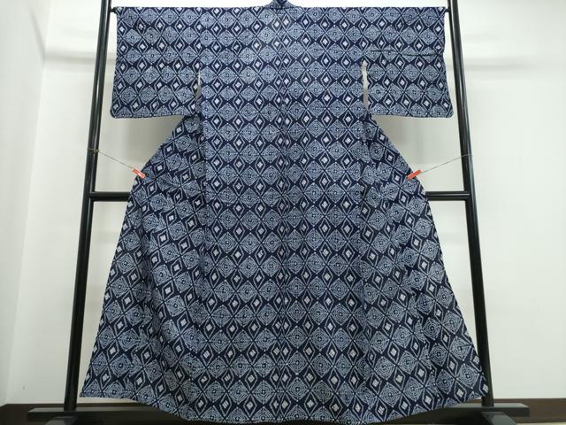 平和屋着物∴夏物 浴衣 有松鳴海絞り 天井菱文 綿 逸品 CABJ0116ng