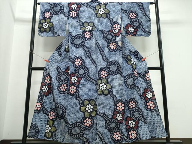 平和屋着物∴夏物 浴衣 有松鳴海絞り 枝花文 綿 逸品 CABJ0120ng