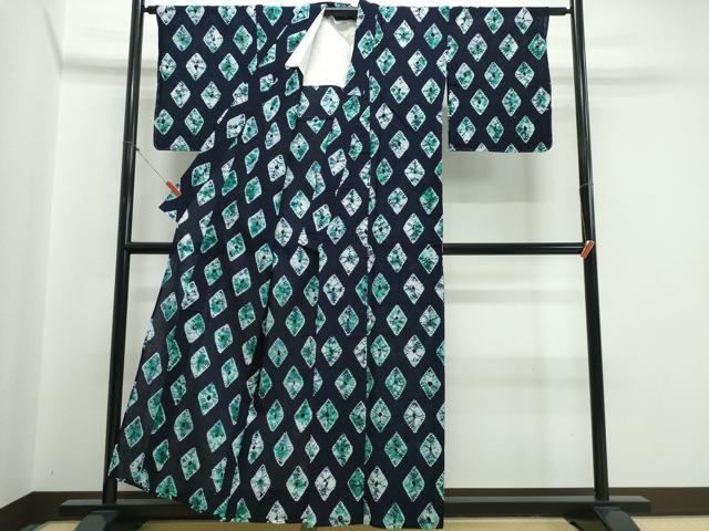 平和屋着物∴夏物 浴衣 有松鳴海絞り 菱文 綿 逸品 CABJ0122ng