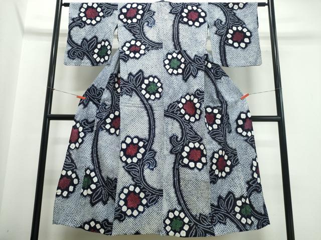 平和屋着物∴夏物 浴衣 有松鳴海絞り 花唐草文 綿 逸品 CABJ0128ng