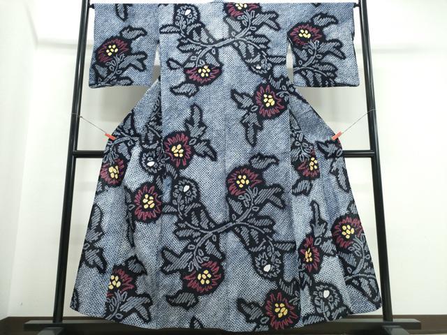 平和屋着物∴夏物 浴衣 有松鳴海絞り 草花文 綿 逸品 CABJ0139ng