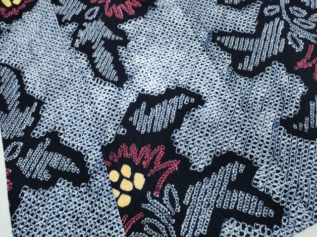 平和屋着物∴夏物 浴衣 有松鳴海絞り 草花文 綿 逸品 CABJ0139ng