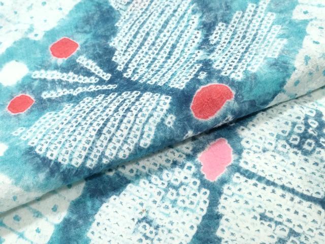 平和屋着物∴夏物 浴衣 有松鳴海絞り 舞蝶文 綿 逸品 CABJ0144ng