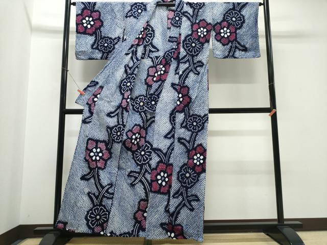 平和屋着物∴夏物 浴衣 有松鳴海絞り 芝草花文 綿 逸品 CABJ0147ng