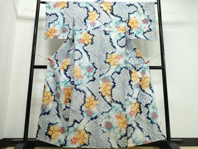 平和屋着物∴夏物 浴衣 有松鳴海絞り 霞舞花文 綿 逸品 CABJ0150ng