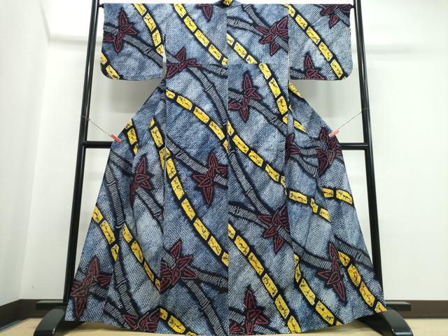 平和屋着物∴夏物 浴衣 有松鳴海絞り 笹竹文 綿 逸品 未使用 CABJ0151ng