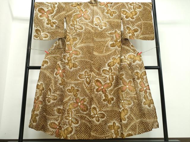 平和屋着物∴夏物 浴衣 有松鳴海絞り 芝草舞蝶文 綿 逸品 CABJ0154ng