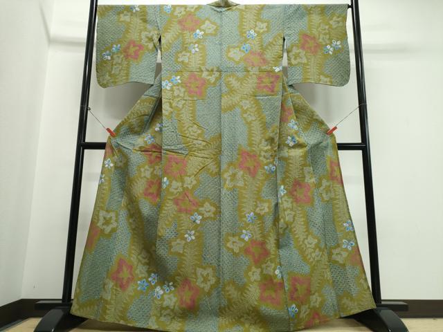 平和屋着物∴夏物 浴衣 有松鳴海絞り 草花文 綿 逸品 CABJ0155ng
