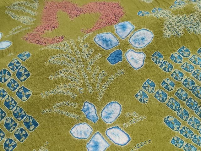 平和屋着物∴夏物 浴衣 有松鳴海絞り 草花文 綿 逸品 CABJ0155ng