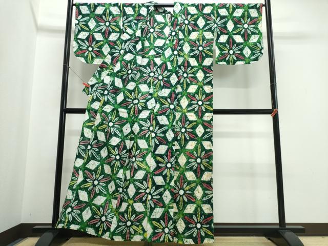 平和屋着物∴夏物 浴衣 有松鳴海絞り 麻の葉文様 綿 逸品 CABJ0162ng