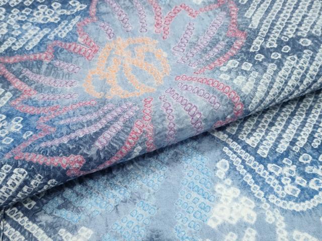 平和屋着物∴夏物 浴衣 有松鳴海絞り 霞舞花文 綿 逸品 CABJ0163ng