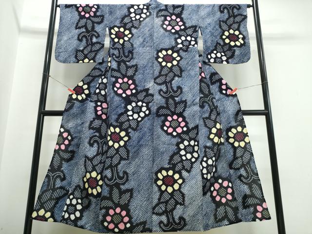 平和屋着物∴夏物 浴衣 有松鳴海絞り 花唐草文 綿 逸品 CABJ0167ng