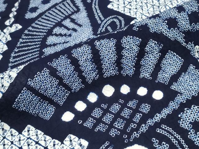 平和屋着物∴夏物 浴衣 有松鳴海絞り 檜扇吉祥文 綿 逸品 CABJ0170ng